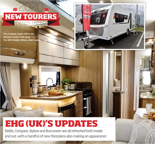  ??  ?? The Compass Capiro 520 is the shortest model in the range RIGHT The 520’s Elddis Affinity sister model