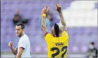  ?? FOTO: AP ?? Arturo Vidal celebra su gol en el Valladolid-Barça