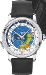  ??  ?? TOP CALIBRES From top: The Montblanc 4810 Exotourbil­lon Slim is elegant both in stature and in technical mastery; the 4810 Orbis Terrarum is a nifty timepiece for global travellers