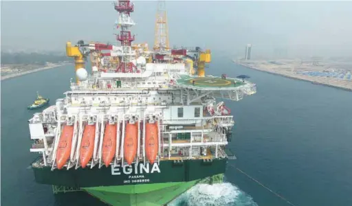  ??  ?? Egina FPSO on arrival in Lagos from South Korea
