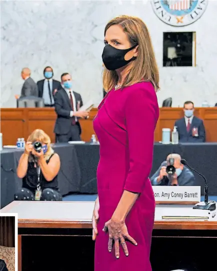 ?? Greg Nash / reuters ?? •
Amy Coney Barrett, durante las audiencias en el Comité judicial en el Senado de EE.UU.