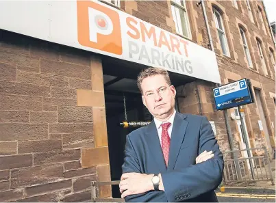  ?? Picture: Steve MacDougall. ?? Murdo Fraser outside Smart Parking’s Kinnoull Street car park in Perth.
