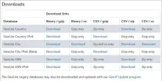  ??  ?? Figure 7: Download links for GeoIP databases with IPv6 compatibil­ity