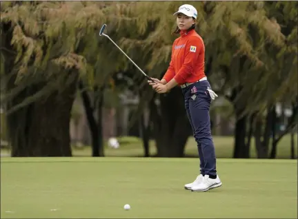  ?? ERIC GAY - STAFF, AP ?? Hinako Shibuno, of Japan, watches as the ball stops short on her birdie attempt on the 18th green during the second round of the U.S. Women’s Open golf tournament in Houston, Friday, Dec. 11, 2020.