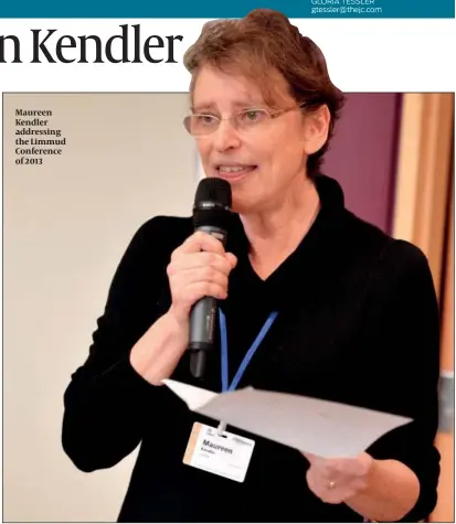  ??  ?? Maureen Kendler addressing the Limmud Conference of 2013