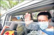  ?? SANJEEV VERMA/HT PHOTO ?? Congress MP from Patiala Preneet Kaur leaves after meeting the panel and (right) Rajya Sabha member Partap Singh Bajwa.