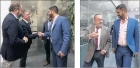  ??  ?? Al Khater saluda a Elortegui.
Alfredo Relaño y Al Khater.