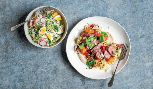  ?? SARAH TUCK ?? A quick chicken and egg salad or lamb with Israeli couscous are more exciting office lunch options than a tired sandwich and a piece of fruit.