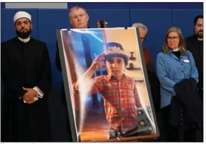  ?? (AP/Nam Y. Huh) ?? Mourners attend a vigil Tuesday for Wadea Al Fayoume at Prairie Activity and Recreation center in Plainfield, Ill.