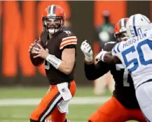  ??  ?? Baker Mayfield: Hampered by sore ribs this week.