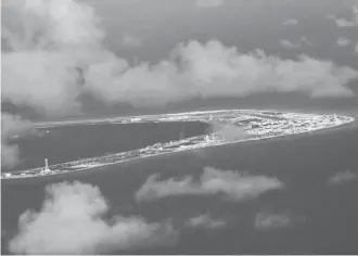  ?? REUTERS ?? An aerial view of China occupied Subi Reef at Spratly Islands in disputed South China Sea on April 21, 2017.