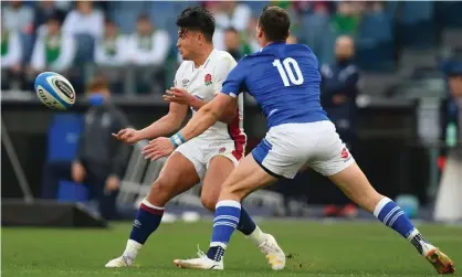  ?? ?? Marcus Smith makes a pass during England’s Six Nations victory over Italy in Rome. Photograph: Anadolu Agency/Getty Images