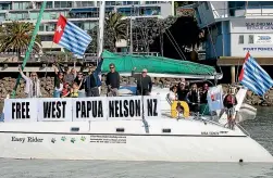  ?? ?? Kester Macfarlane was a long-time supporter of West Papuan rights, protesting in Port Nelson in 2016. He was also a veteran of protests against the Springbok tour and nuclear-armed ship visits.