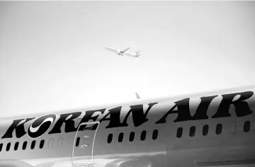  ?? — Reuters photo ?? File photo show logo of Korean Airlines seen on a B787-9 plane at its aviation shed in Incheon, South Korea.