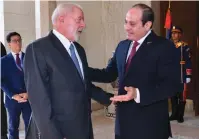  ?? (The Egyptian Presidency/Reuters) ?? EGYPTIAN PRESIDENT Abdel Fattah al-Sisi (right) talks with Brazilian President Luiz Inacio Lula da Silva yesterday in Cairo.