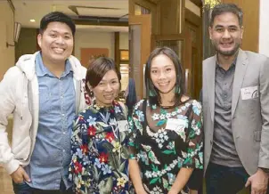  ??  ?? Marc and Jill Tio with Hannah Yulo and Quirino Lone District representa­tive Dakila Cua