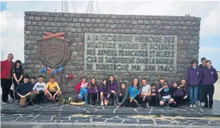  ??  ?? The top photograph shows the two French couples who looked after soldier Johnnie Willamson. Pupils from Perth Academy are pictured on their visit to Operation Dynamo memorial in Dunkirk, while in France. Read more about their connection in the columns below.