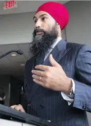  ?? DARRYL DYCK / THE CANADIAN PRESS ?? NDP Leader Jagmeet Singh speaks with the press at the start of a three-day NDP strategy session on Tuesday.