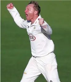  ??  ?? Roar of delight: Gareth Batty is pleased that Surrey have found some early season form