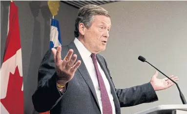  ?? CARLOS OSORIO TORONTO STAR FILE PHOTO ?? After becoming mayor, John Tory panicked over losing his job and went into a defensive crouch, Rick Salutin writes.