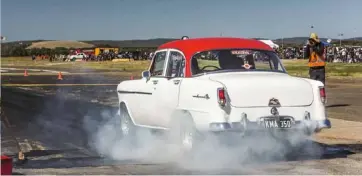  ??  ?? LEFT: Kevin O’neill’s ’56 FE Holden more than made up for its age with some serious speed. The 400ci Dart-block Chev makes around 630hp backed by a TH350 and a 9in, and there are Wilwoods on the HR front end to wash off the speed with haste. A two-time Drag Challenge veteran, Kevin and the FE made it all the way to 235 class final at No Excuses #2