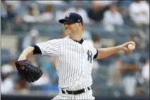  ?? NOAH K. MURRAY — THE ASSOCIATED PRESS ?? New York Yankees starting pitcher J.A. Happ pitches in the first inning of a baseball game against Toronto Blue Jays, Sunday in New York.