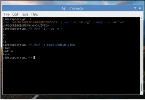  ??  ?? Use the shuf command in Terminal to quickly generate plugboard settings, as well as the starting positions and order of the stepping switches.