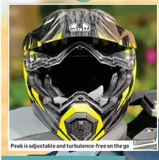  ?? ?? Peak is adjustable and turbulence-free on the go