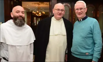  ?? ?? Pictured at the Regional meeting of Lay Dominicans Fraternati­es at the Imperial Hotel Tralee on Saturday l-r Fr. David McGovern O.P. The Prior Provinican of Dominicans Fr. John Harris O.P. and the Bishop of Kerry Fr. Ray Browne pictured on a visit. Photo: John Cleary.