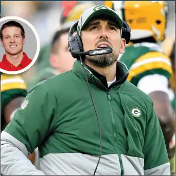  ?? — GETTY IMAGES ?? Matt LaFleur will be calling the shots for the Packers on Sunday while little brother Mike (inset) will be mapping out a passing-game strategy for the Niners.