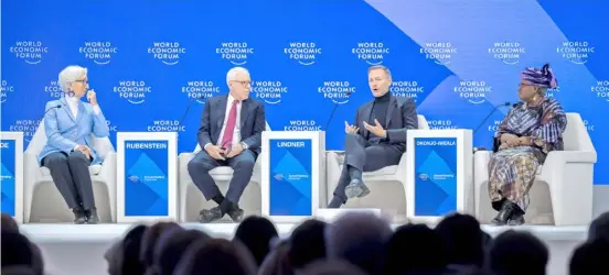  ?? ?? WEF leaders talk about the global economic, geopolitic­al, technologi­cal, societal and environmen­tal risks in 2024.
