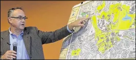  ?? BILL TORPY / BTORPY@AJC.COM ?? DeKalb County Commission­er Jeff Rader outlines Emory University’s planned move to annex into Atlanta.