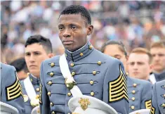  ??  ?? A photo shared on the West Point Military Academy’s Facebook page, in which tears stream down the face of a Haitian cadet, 2nd Lieut Alix Schoelcher Idrache, as he graduates alongside his peers in May 2016