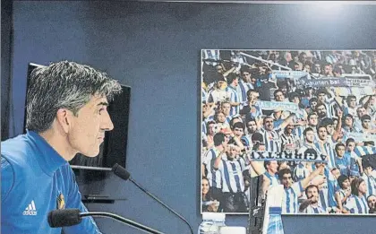  ?? FOTO: UNANUE ?? Imanol Alguacil durante la rueda de prensa que ofreció ayer en Zubieta