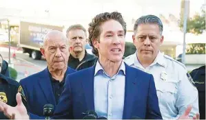  ?? (KTRK-TV ABC13 via AP) ?? In this screen grab taken from video provided by KTRK-TV ABC13, pastor Joel Osteen speaks to the media after a shooting at Lakewood Church Sunday in Houston.