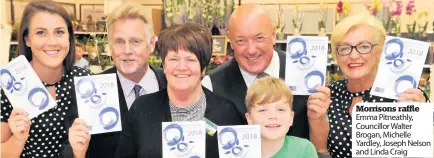  ??  ?? Morrisons raffle Emma Pitneathly, Councillor Walter Brogan, Michelle Yardley, Joseph Nelson and Linda Craig