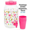  ?? ?? Flamingo Drinks Dispenser, Tesco £7.50