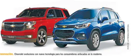 ??  ?? Innovación. Chevrolet evoluciona con nueva tecnología para los consumidor­es enfocados en lo moderno.