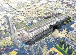  ??  ?? A bird’s-eye view of the site shows solar panels will feature on top of the ‘green roof’