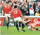  ??  ?? Fired up: Warren Gatland scores for Waikato in a victory over the Lions