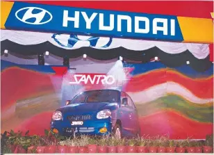  ??  ?? Hyundai kick started its India innings on September 23, 1998 by laucnhing its first car Santro