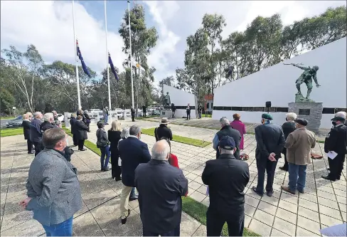  ??  ?? Day of great significan­ce: COVID-19 restrictio­ns meant numbers attending the Vietnam Veterans Day ceremony at Shepparton’s cenotaph were lower than normal.