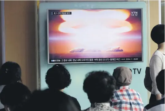  ?? Picture / AP ?? As world leaders condemned North Korea’s nuclear test, South Koreans closely followed developmen­ts.