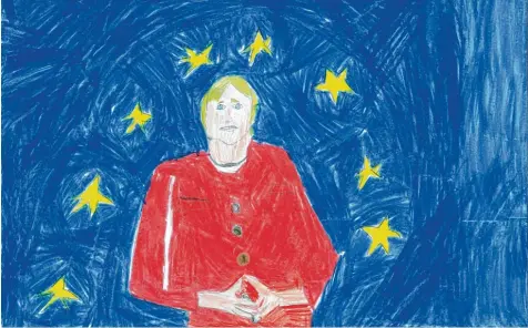  ?? Bild: Vito Meir, 9, Augsburg ?? Angela Merkel kämpft für ein liberales Europa. Viele Unterstütz­er hat sie dafür nicht.