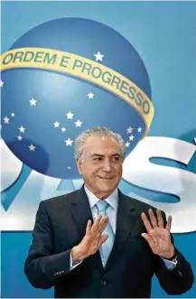  ?? Pedro Ladeira - 29.mar.2017/Folhapress ?? O presidente Michel Temer durante cerimônia no Planalto