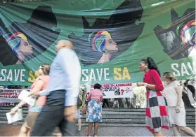  ?? Picture: David Harrison ?? Social movements such as Save SA invoke the constituti­on when they try to compel the government to act in a way that truly serves the citizens of South Africa, particular­ly the poor.