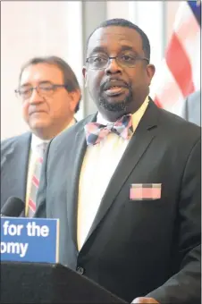  ?? JOHN BERRY — THE TRENTONIAN ?? Trenton Interim Superinten­dent Ronald Lee speaks at Trenton Central High School.