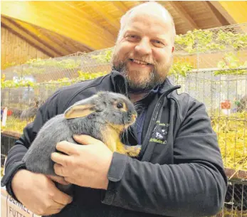  ?? FOTO: SCHOLZ ?? Die Lohkaninch­en des Vereinsvor­sitzenden Peter Knupfer werden bei der Schau auch gezeigt.