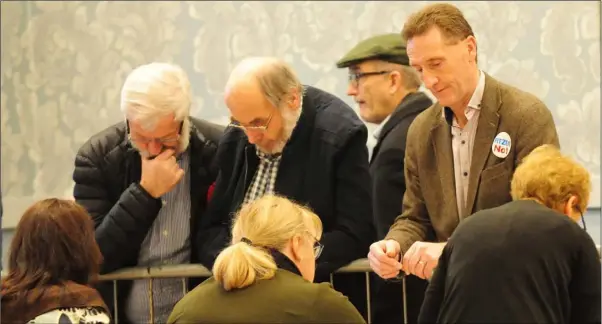  ??  ?? Peter Fitzpatric­k at the Louth election count centre in The Carnbeg Hotel.