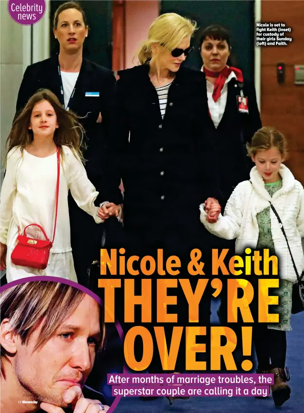  ??  ?? Nicole is set to fight Keith (inset) for custody of their girls Sunday (left) and Faith.